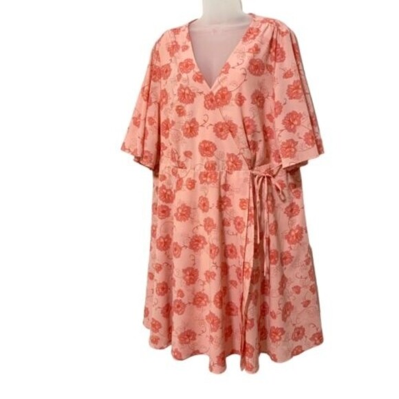 Torrid Sienna Garden Georgette Wrap Dress Floral Flutter Sleeve 22 - Picture 3 of 15